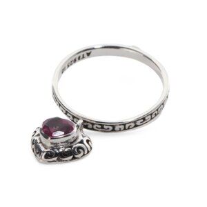 ANNIKA WITT Bali Sterling Silver Pink Quartz Heart Drop Ring